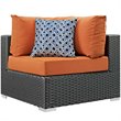 Modway Sojourn 7-Piece Rattan Fabric Patio Sectional Set in Canvas/Tuscan