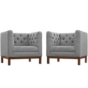Modway Panache Fabric Accent Arm Chair in Expectation Gray (Set of 2)