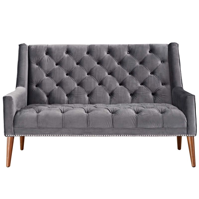 Modway Peruse Velvet Loveseat in Gray