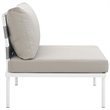 Modway Harmony Outdoor Patio Aluminum Fabric Armless Chair in White/Beige