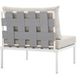 Modway Harmony Outdoor Patio Aluminum Fabric Armless Chair in White/Beige