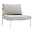 Modway Harmony Outdoor Patio Aluminum Fabric Armless Chair in White/Beige