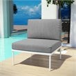 Modway Harmony Outdoor Patio Aluminum Fabric Armless Chair in White/Gray