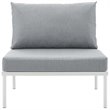 Modway Harmony Outdoor Patio Aluminum Fabric Armless Chair in White/Gray