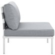 Modway Harmony Outdoor Patio Aluminum Fabric Armless Chair in White/Gray