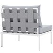 Modway Harmony Outdoor Patio Aluminum Fabric Armless Chair in White/Gray