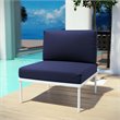 Modway Harmony Outdoor Patio Aluminum Fabric Armless Chair in White/Navy