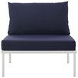 Modway Harmony Outdoor Patio Aluminum Fabric Armless Chair in White/Navy