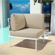 Modway Harmony Outdoor Patio Aluminum Fabric Corner Sofa Chair in White/Beige