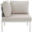 Modway Harmony Outdoor Patio Aluminum Fabric Corner Sofa Chair in White/Beige