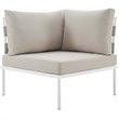 Modway Harmony Outdoor Patio Aluminum Fabric Corner Sofa Chair in White/Beige