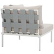 Modway Harmony Outdoor Patio Aluminum Fabric Corner Sofa Chair in White/Beige