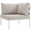 Modway Harmony Outdoor Patio Aluminum Fabric Corner Sofa Chair in White/Beige