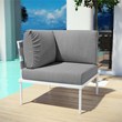Modway Harmony Outdoor Patio Aluminum Fabric Corner Sofa Chair in White/Gray