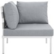 Modway Harmony Outdoor Patio Aluminum Fabric Corner Sofa Chair in White/Gray