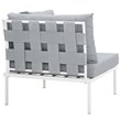 Modway Harmony Outdoor Patio Aluminum Fabric Corner Sofa Chair in White/Gray
