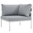 Modway Harmony Outdoor Patio Aluminum Fabric Corner Sofa Chair in White/Gray