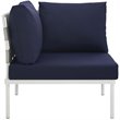 Modway Harmony Outdoor Patio Aluminum Fabric Corner Sofa Chair in White/Navy