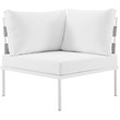 Modway Harmony Outdoor Patio Aluminum Fabric Corner Sofa Chair in White/White