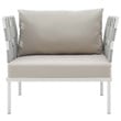 Modway Harmony Outdoor Patio Aluminum Fabric Armchair in White/Beige