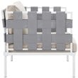 Modway Harmony Outdoor Patio Aluminum Fabric Armchair in White/Beige