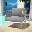 Modway Harmony Outdoor Patio Aluminum Fabric Armchair in White/Gray