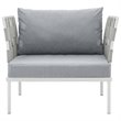 Modway Harmony Outdoor Patio Aluminum Fabric Armchair in White/Gray