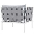 Modway Harmony Outdoor Patio Aluminum Fabric Armchair in White/Gray