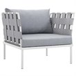 Modway Harmony Outdoor Patio Aluminum Fabric Armchair in White/Gray