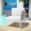 Modway Harmony Outdoor Patio Aluminum Fabric Armchair in White/White