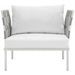 Modway Harmony Outdoor Patio Aluminum Fabric Armchair in White/White
