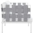 Modway Harmony Outdoor Patio Aluminum Fabric Armchair in White/White