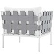 Modway Harmony Outdoor Patio Aluminum Fabric Armchair in White/White