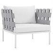 Modway Harmony Outdoor Patio Aluminum Fabric Armchair in White/White