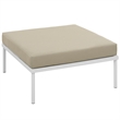 Modway Harmony Outdoor Patio Aluminum Fabric Ottoman in White/Beige