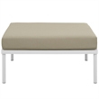 Modway Harmony Outdoor Patio Aluminum Fabric Ottoman in White/Beige