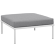 Modway Harmony Outdoor Patio Aluminum Fabric Ottoman in White/Gray