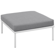 Modway Harmony Outdoor Patio Aluminum Fabric Ottoman in White/Gray