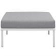 Modway Harmony Outdoor Patio Aluminum Fabric Ottoman in White/Gray