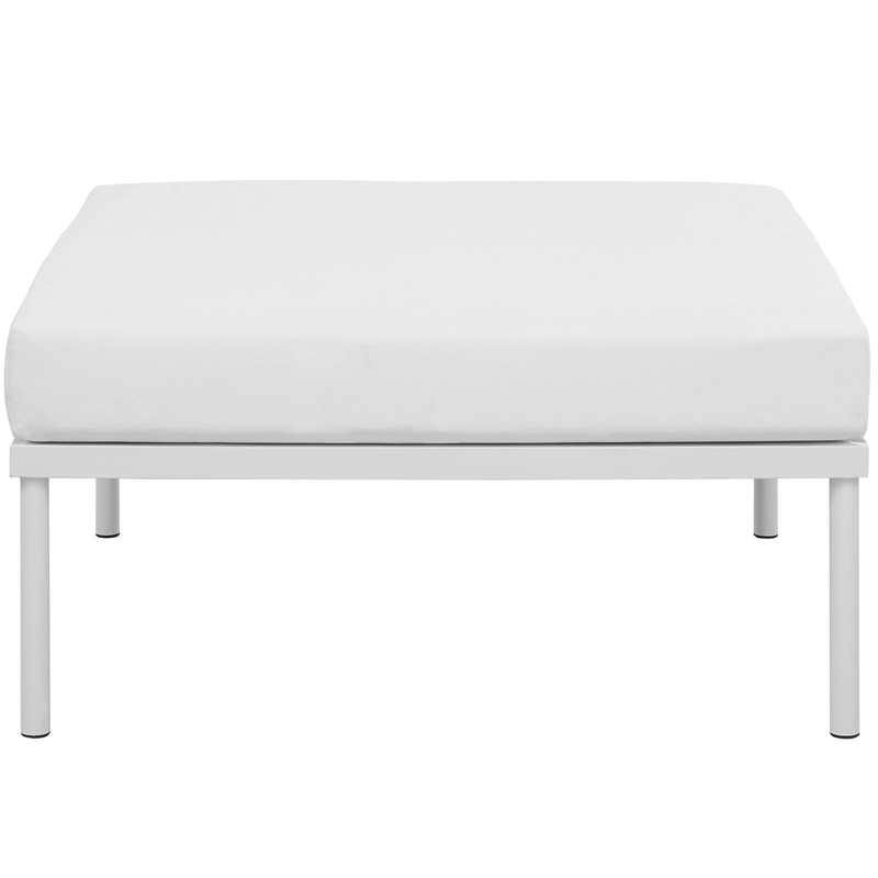 Modway Harmony Outdoor Patio Aluminum Fabric Ottoman in White/White