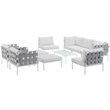 Modway Harmony 10-Piece Outdoor Patio Aluminum Sectional Sofa Set in White