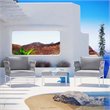 Modway Harmony 3-Piece Outdoor Patio Aluminum Sectional Sofa Set in White/Gray