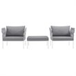 Modway Harmony 3-Piece Outdoor Patio Aluminum Sectional Sofa Set in White/Gray