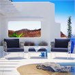 Modway Harmony 3-Piece Outdoor Patio Aluminum Sectional Sofa Set in White/Navy