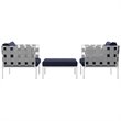 Modway Harmony 3-Piece Outdoor Patio Aluminum Sectional Sofa Set in White/Navy