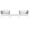 Modway Harmony 3-Piece Outdoor Patio Aluminum Sectional Sofa Set in White