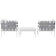 Modway Harmony 3-Piece Outdoor Patio Aluminum Sectional Sofa Set in White