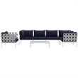 Modway Harmony 7-Piece Outdoor Patio Aluminum Sectional Sofa Set in White/Navy