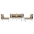 Modway Harmony 5-Piece Outdoor Patio Aluminum Sectional Sofa Set in White/Beige