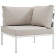 Modway Harmony 5-Piece Outdoor Patio Aluminum Sectional Sofa Set in White/Beige
